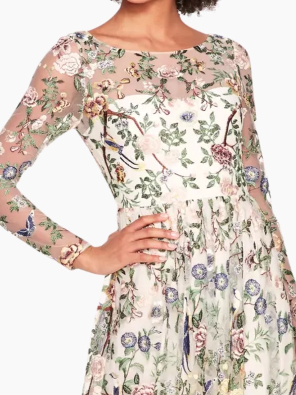 Marchesa Floral Embroidered Long Sleeve Maxi Dress botanical size 4 bride - Picture 3 of 13